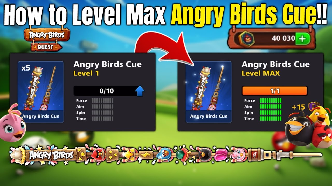 LEVEL 1 to LEVEL MAX of ANGRY BIRDS CUE - 8 BALL POOL -  Gaming With K