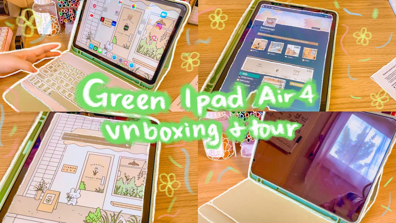 green ipad air 4 unboxing + ipad tour