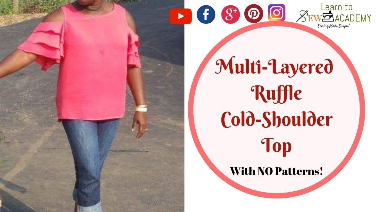 Cold Shoulder Multi tiered Ruffle Sleeves Top