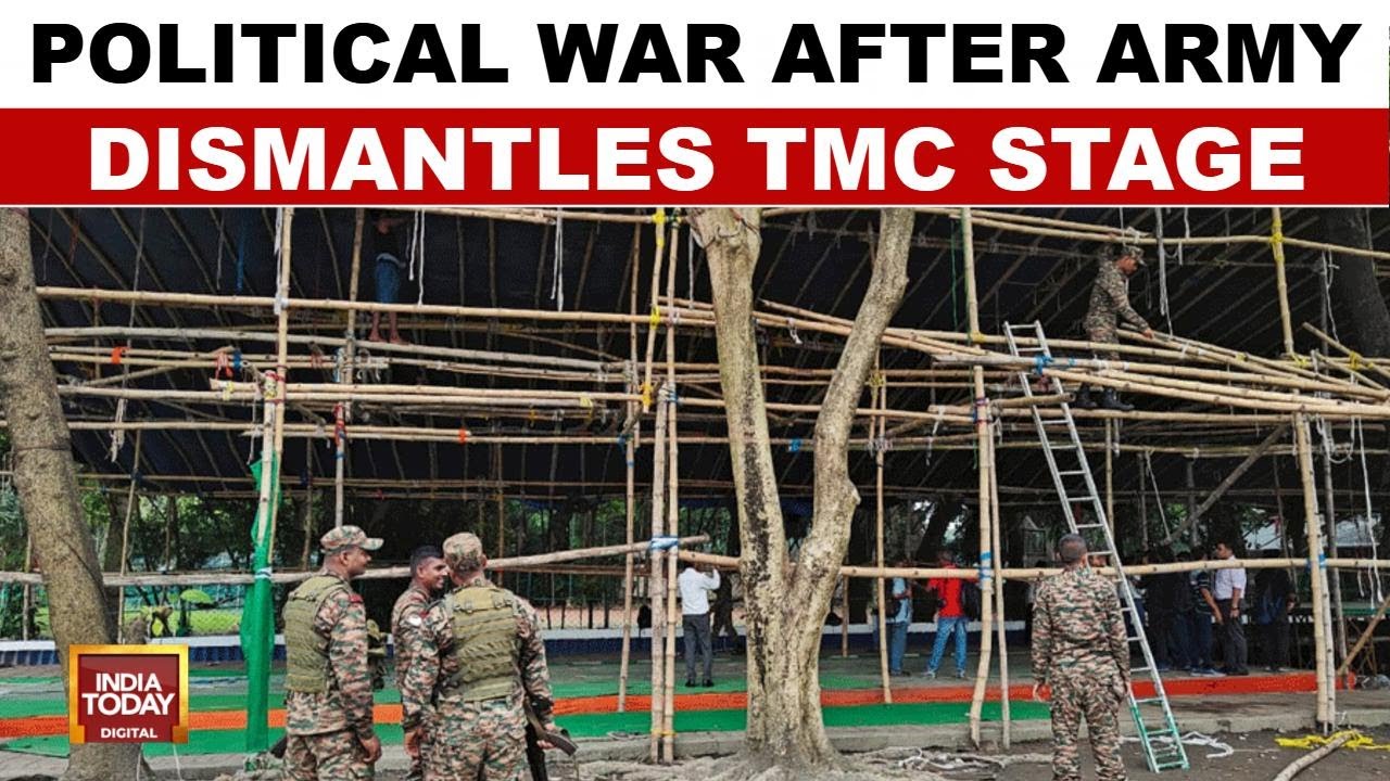 Army Dismantles TMC Stage in Kolkata; Mamata Banerjee Blames BJP's 'Political Vendetta'