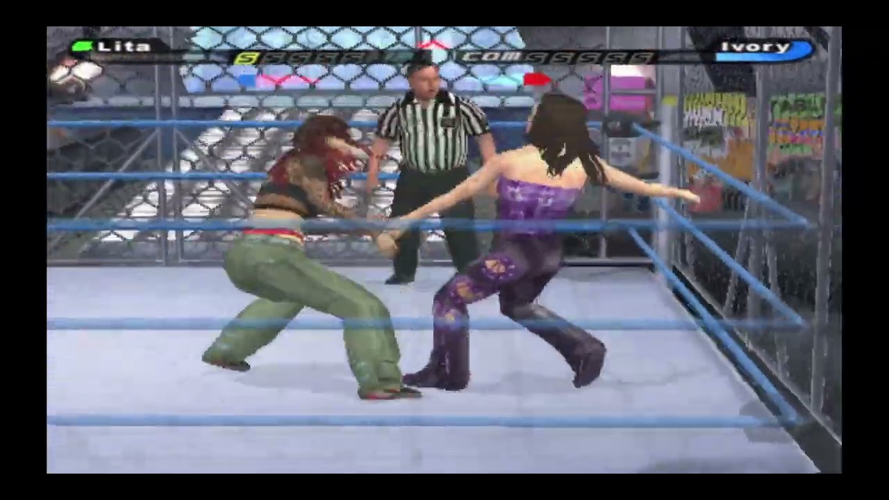 WWE Smackdown Shut Your Mouth - PS2 Gameplay - Lita vs Ivory - Cage Match