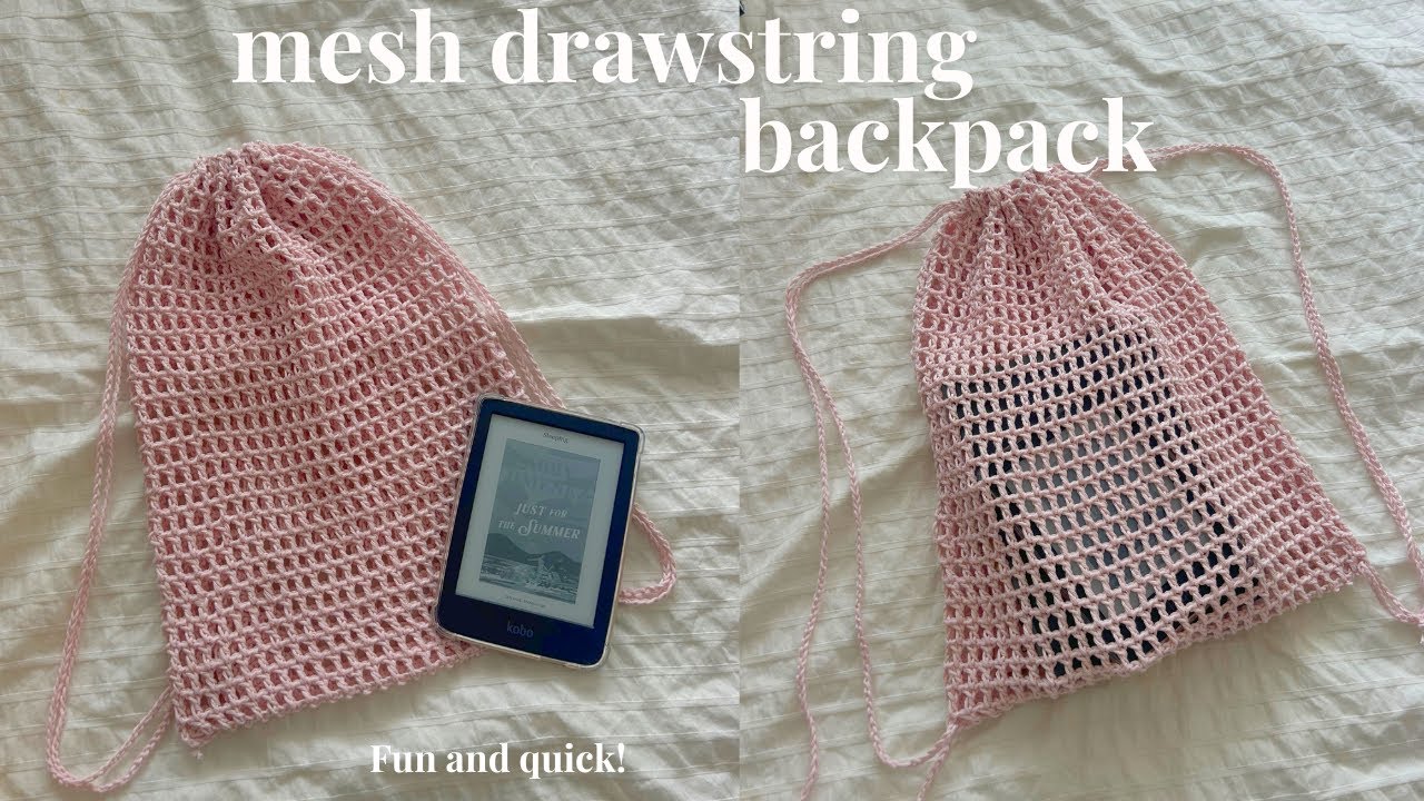 How to crochet a mesh drawstring backpack | Beginner friendly