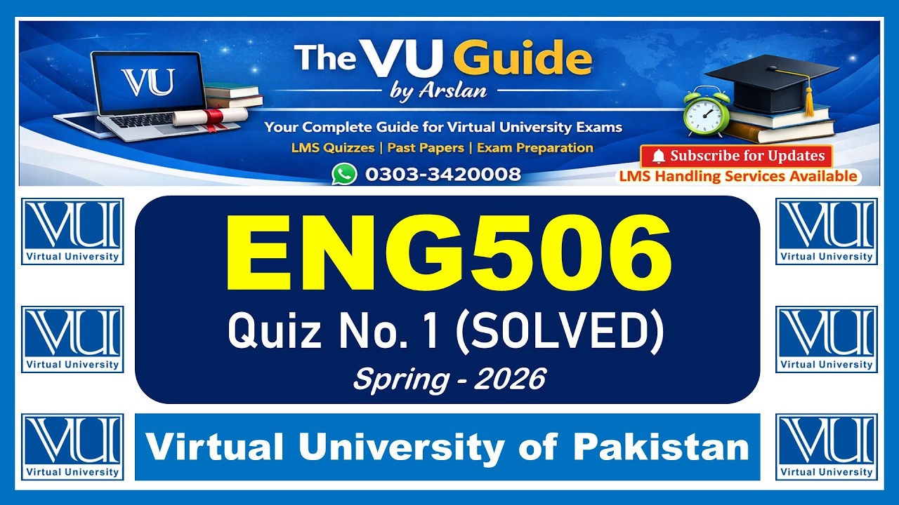ENG506 Current Quiz No 1 Solution 2026 | Updated | Virtual University