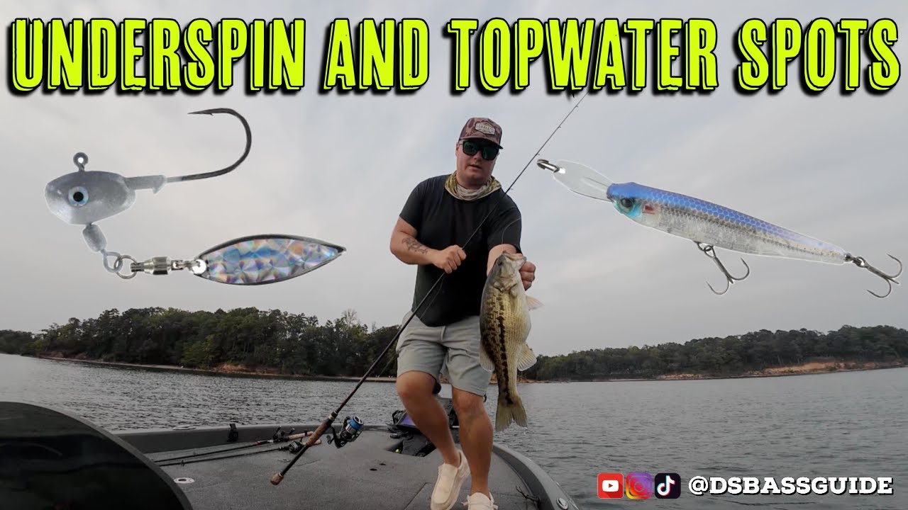 Lake Lanier Moving Baits for Spotted Bass (Spot Choker Underspin, Topwater) | Fall Transition