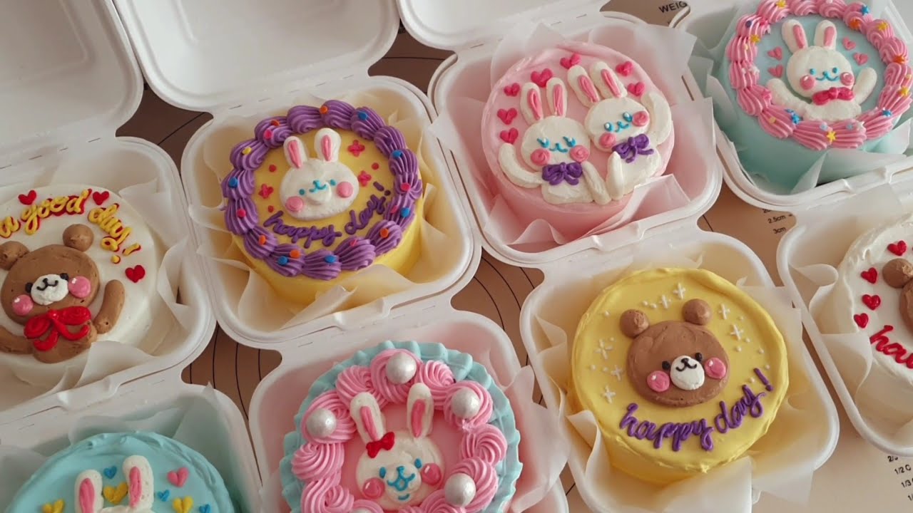도시락케이크만들기 👀💖 레터링케이크 만들기 케이크 브이로그lunch box cake vintage cake making 🎀/cake vlog