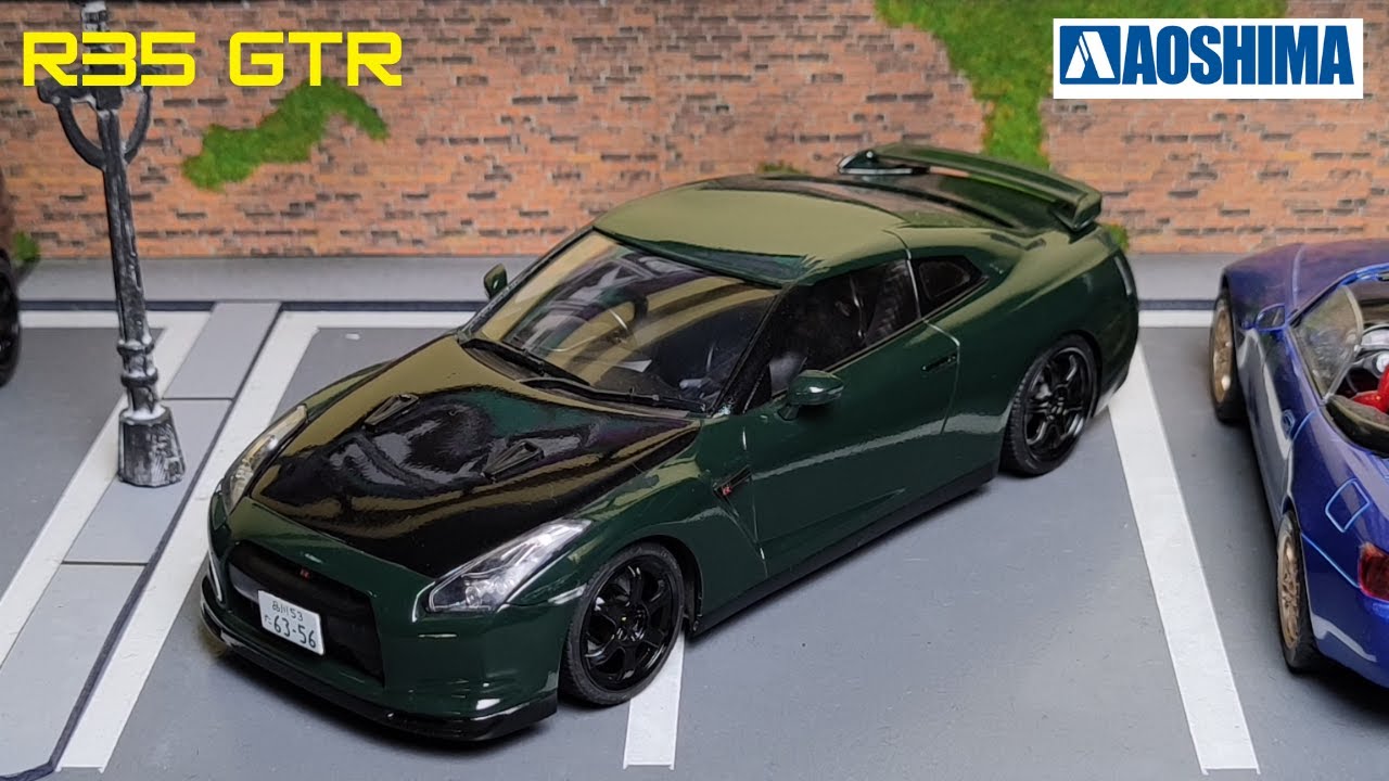 AOSHIMA GTR R35 / Model Car Full Build Step By Step  /  British Racing Green R35