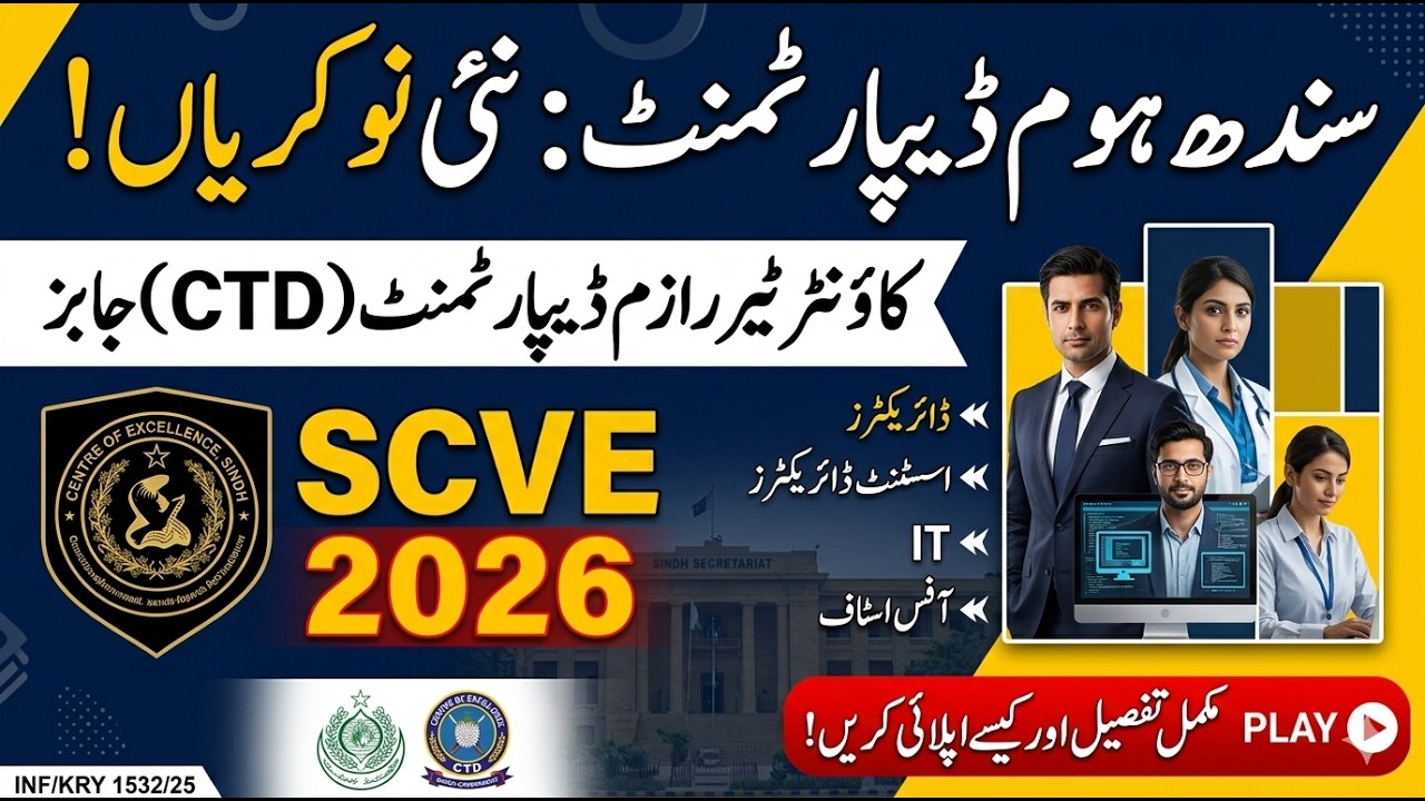 Sindh Counter Terrorism Department Jobs 2026 | Home Department Sindh New Vacancies