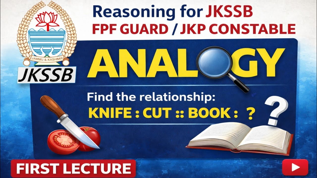 Analogy Reasoning Trick | JKSSB FPF Guard & JKP Constable | Reasoning Lecture 1