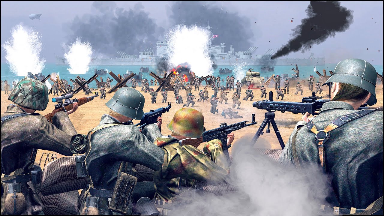 D-DAY NORMANDY LANDING - GERMANS DEFENDING ATLANTIC WALL - JUNO BEACH