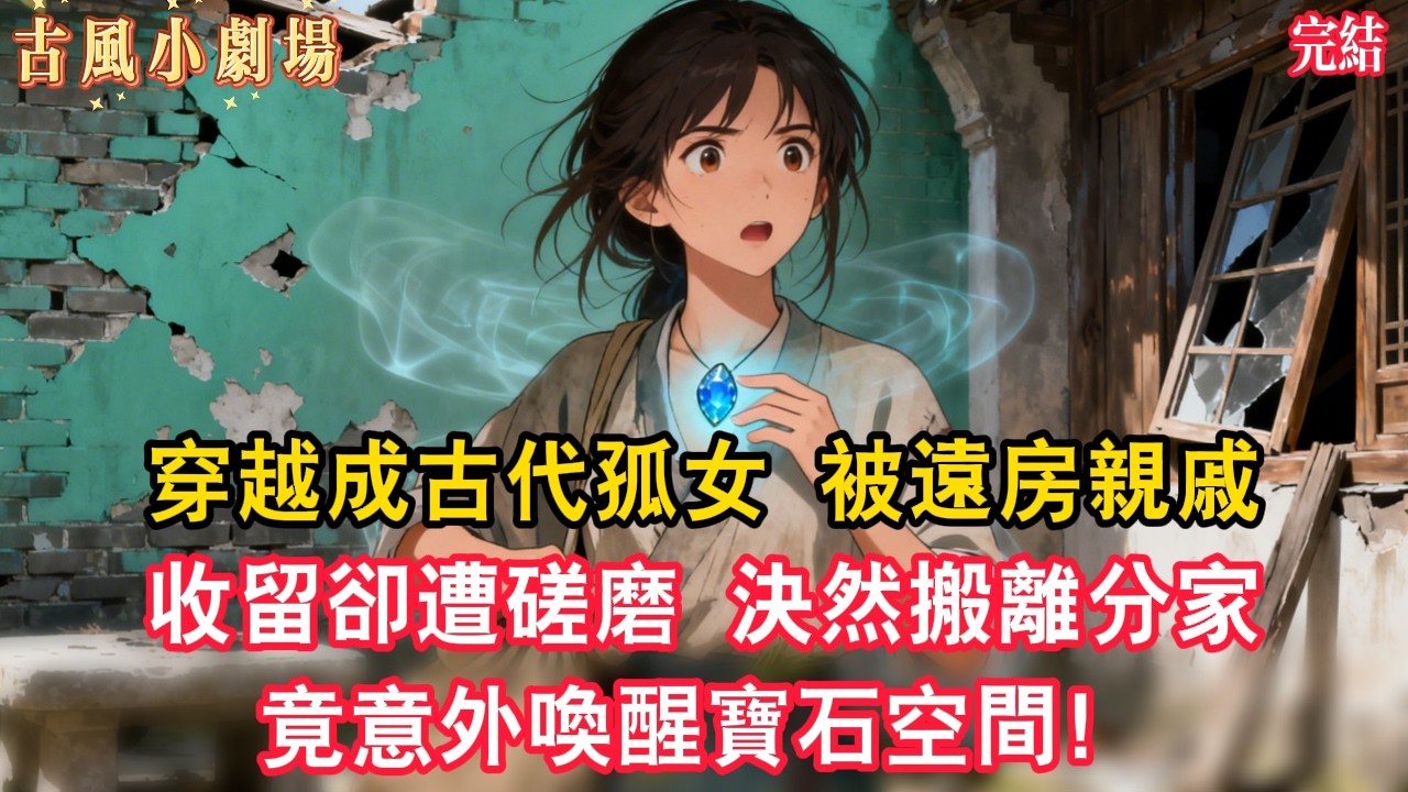 穿越成古代孤女，被遠房親戚收留卻遭磋磨，決然搬離分家，竟意外喚醒寶石空間！#爽文推薦 #古偶 #復仇 #覺醒 #古風說書 #古風故事 #古言小說 #大女主 #言情 #後宮 #穿越 #扮豬吃老虎