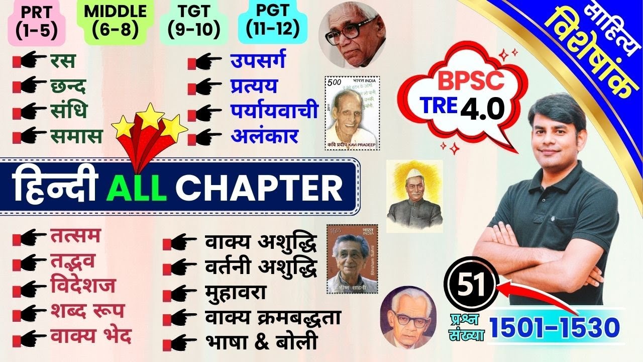 51. Hindi All Chapter | Hindi All In One MCQ | Hindi Grammar | BPSC TRE 4.0 | Nitin Sir STUDY91