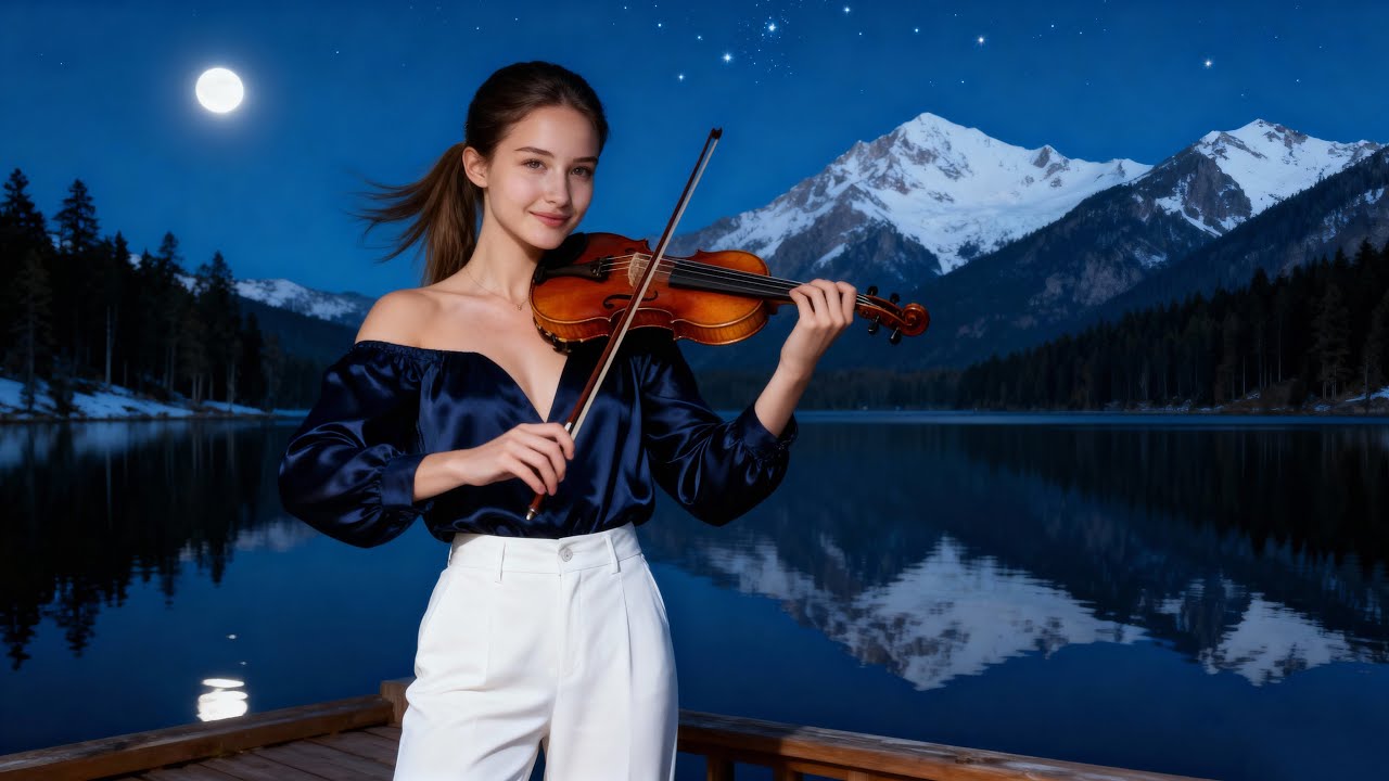🎻🎹 Violin & Piano in Eibsee Lake Night – Romantic Music for Relaxation, Stress Relief & Sleep