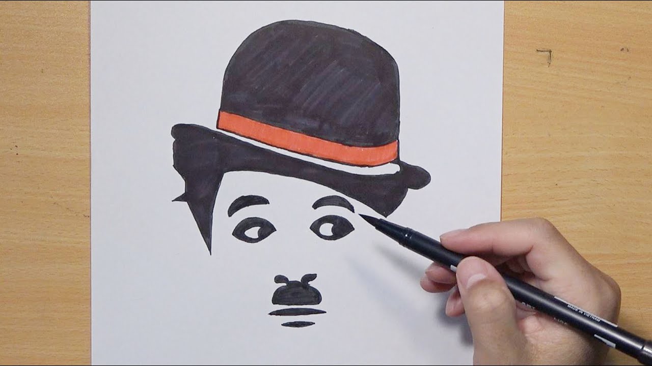How to draw CHARLIE CHAPLIN face in easy steps
