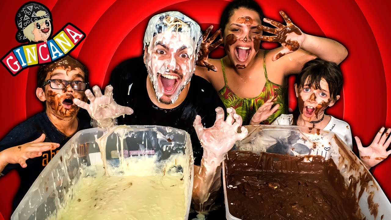 GINCANA DO LUCCAS PEGANDO BRINQUEDOS NO POTE COM CHOCOLATE !! (SEM USAR AS MÃOS)