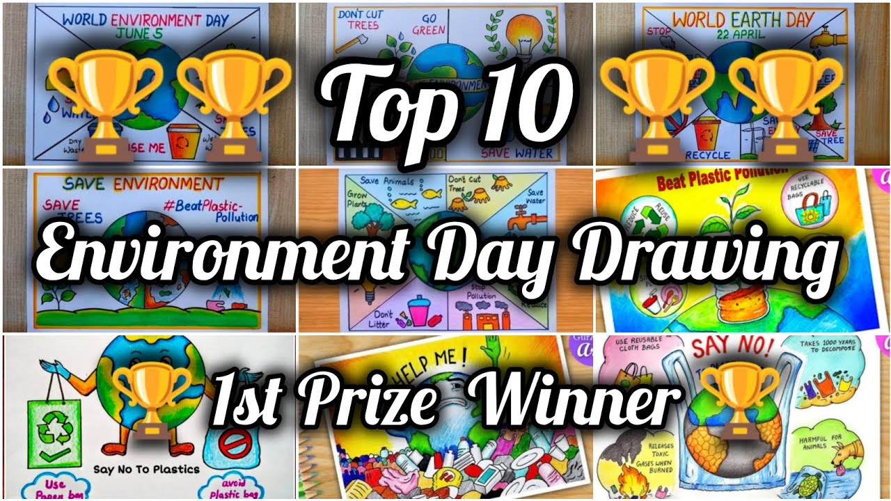 Top 10 Environment day poster drawing// award winning 🏆🏆drawings//world environment day best drawing