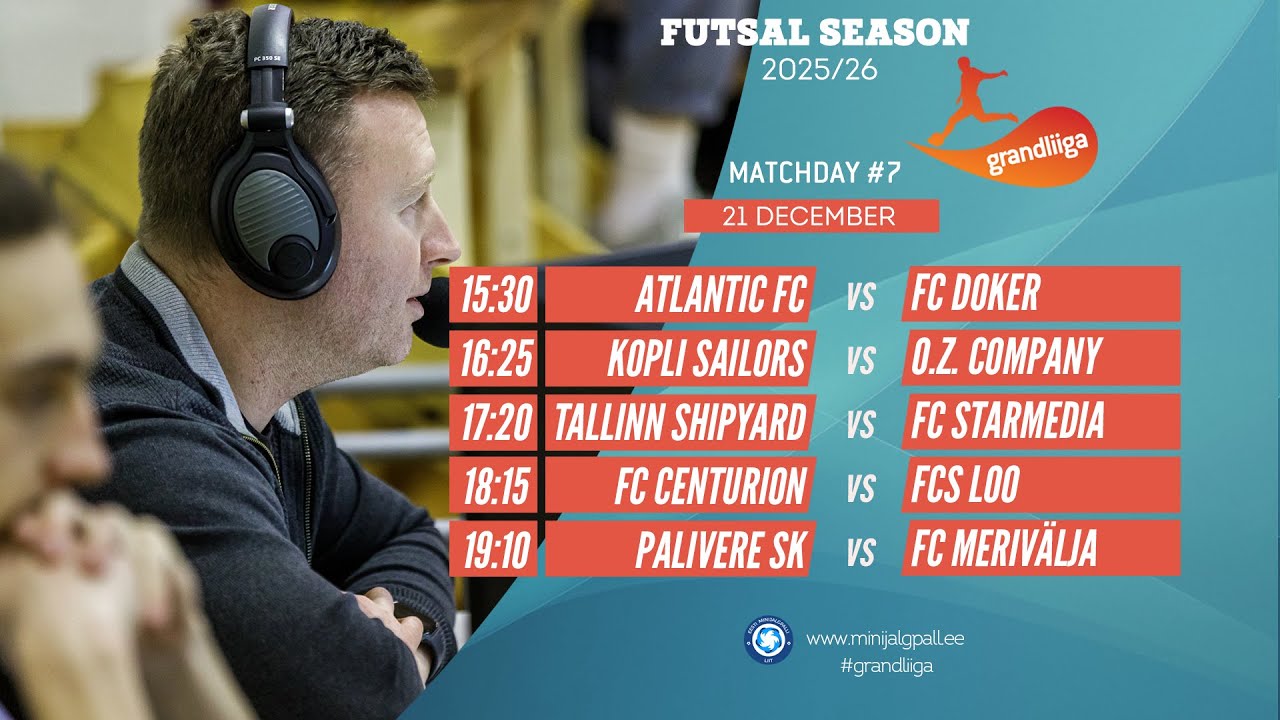 Grandliiga Futsal 2025/26 (live stream) (Matchday 7) 21-Dec-25