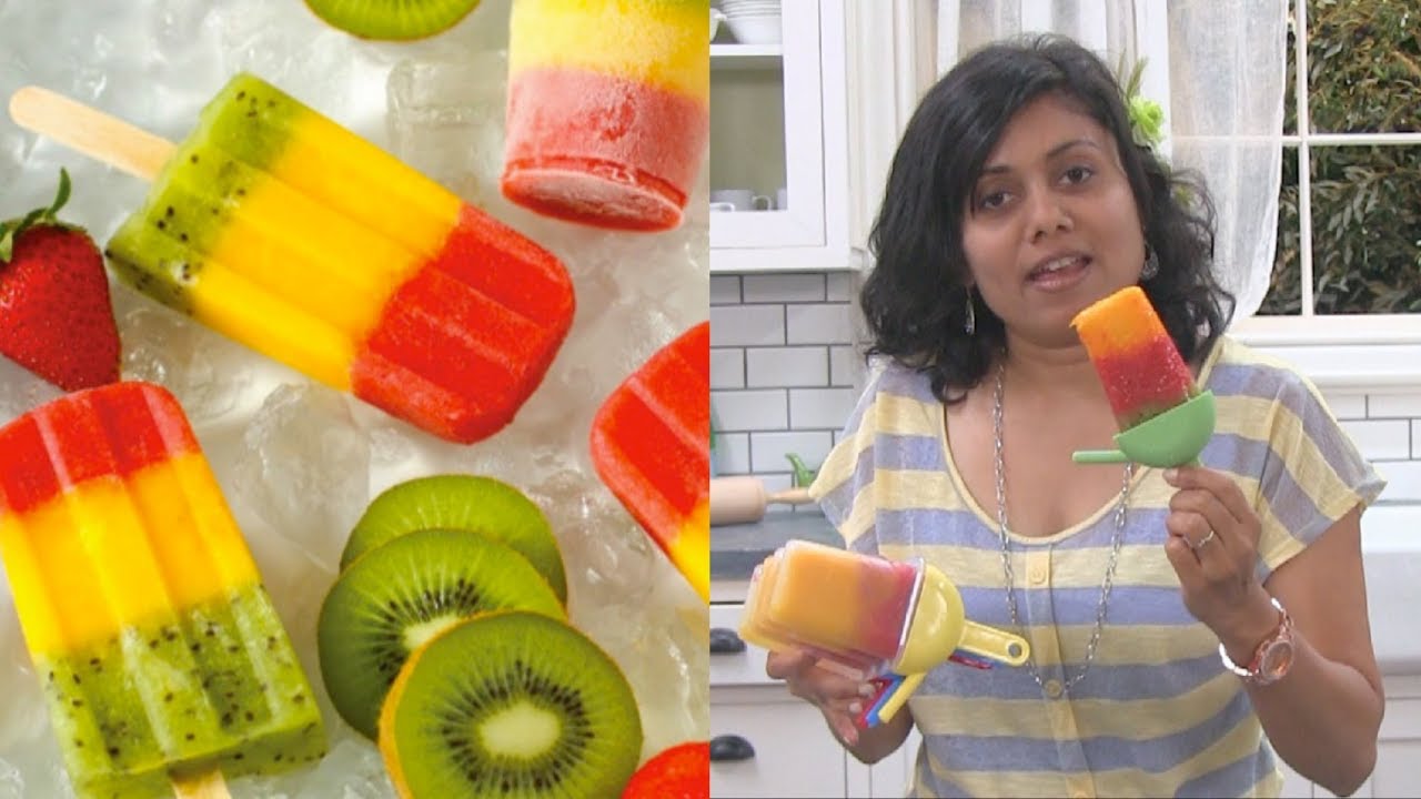 Homemade Fruity Popsicles Recipe - Mango Strawberry Kiwi Popsicles by Bhavna
