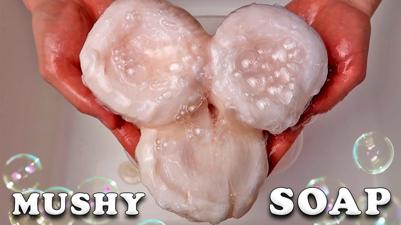 ASMR POSHE MUSHY SOAP 🧼 Soaked Soap Sponge Squeezing