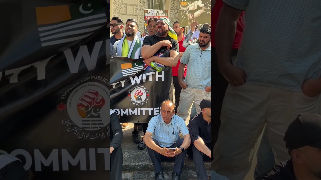 Supporters of the proscribed Joint Awami Action Committee (JAAC) protest in London