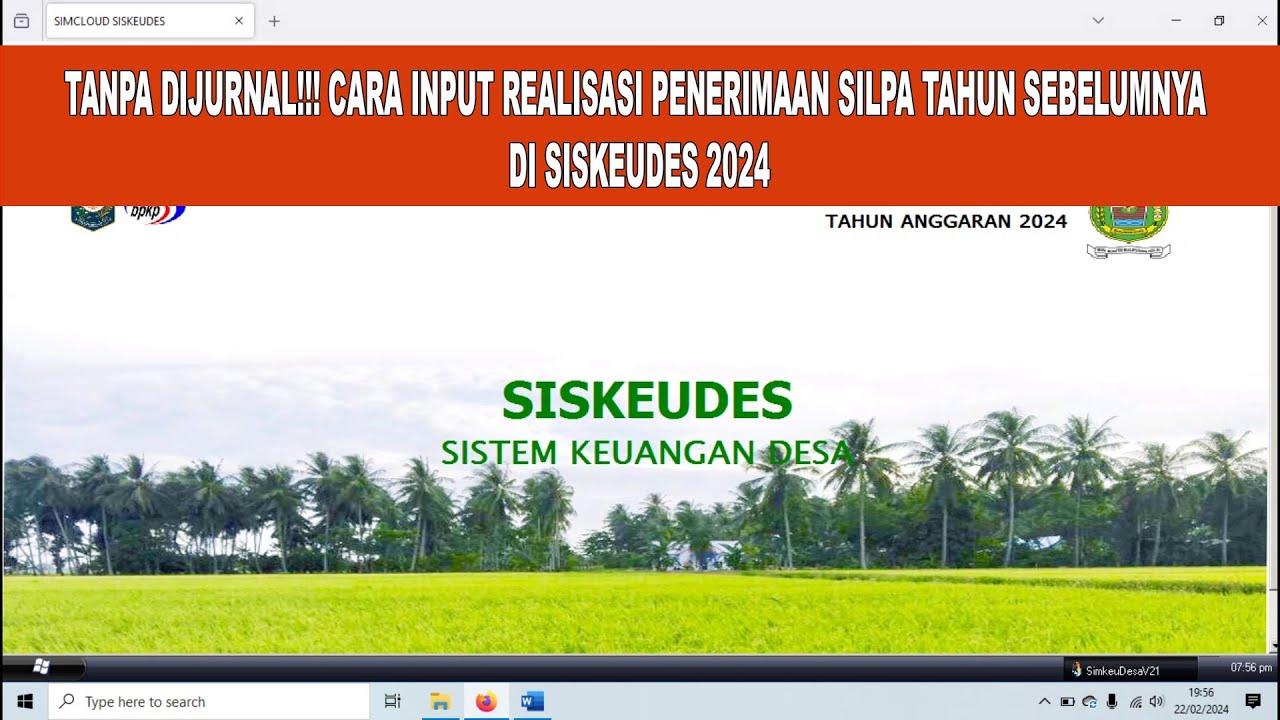 Tanpa Dijurnal, Cara Input Realisasi Penerimaan Silpa Tahun Sebelumnya di Siskeudes 2024
