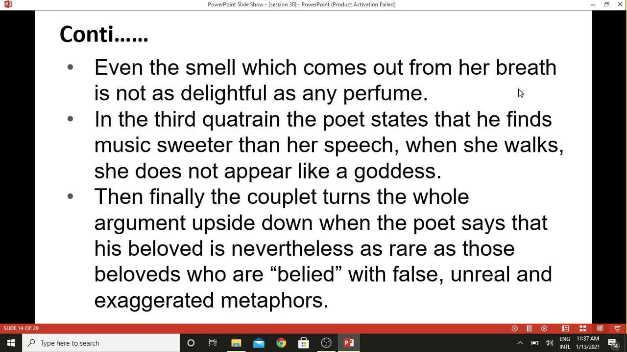 Analysis of sonnet 130 by Shakespeare
