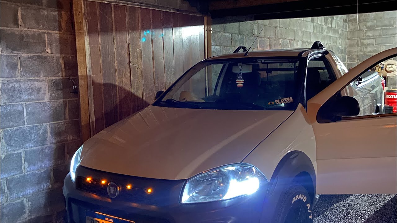 Barra de led e luz de grade na Strada (Parachoque problematico 🤣)