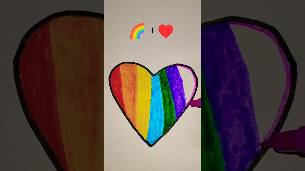 Rainbow Heart 🌈 + ❤️ #drawing #art #creative #satisfying #rainbow #heart #shorts