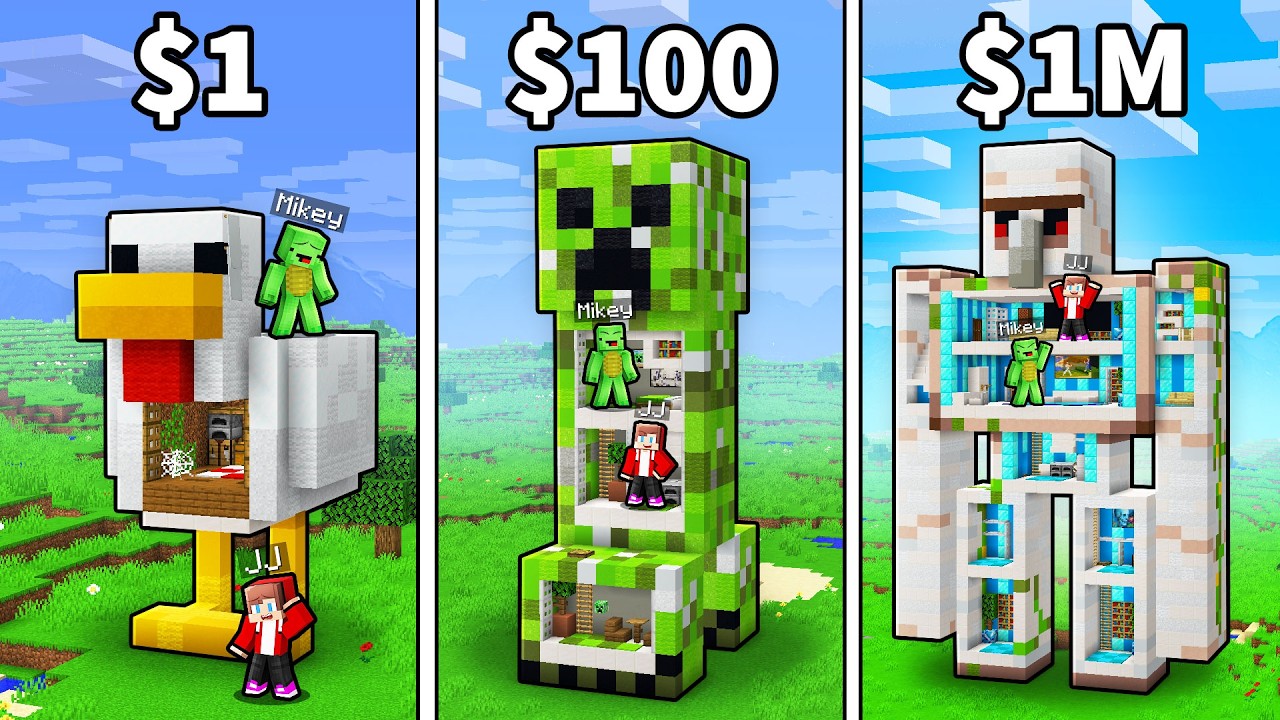 JJ and Mikey: From POOR To RICH Mob Statue in Minecraft - Maizen
