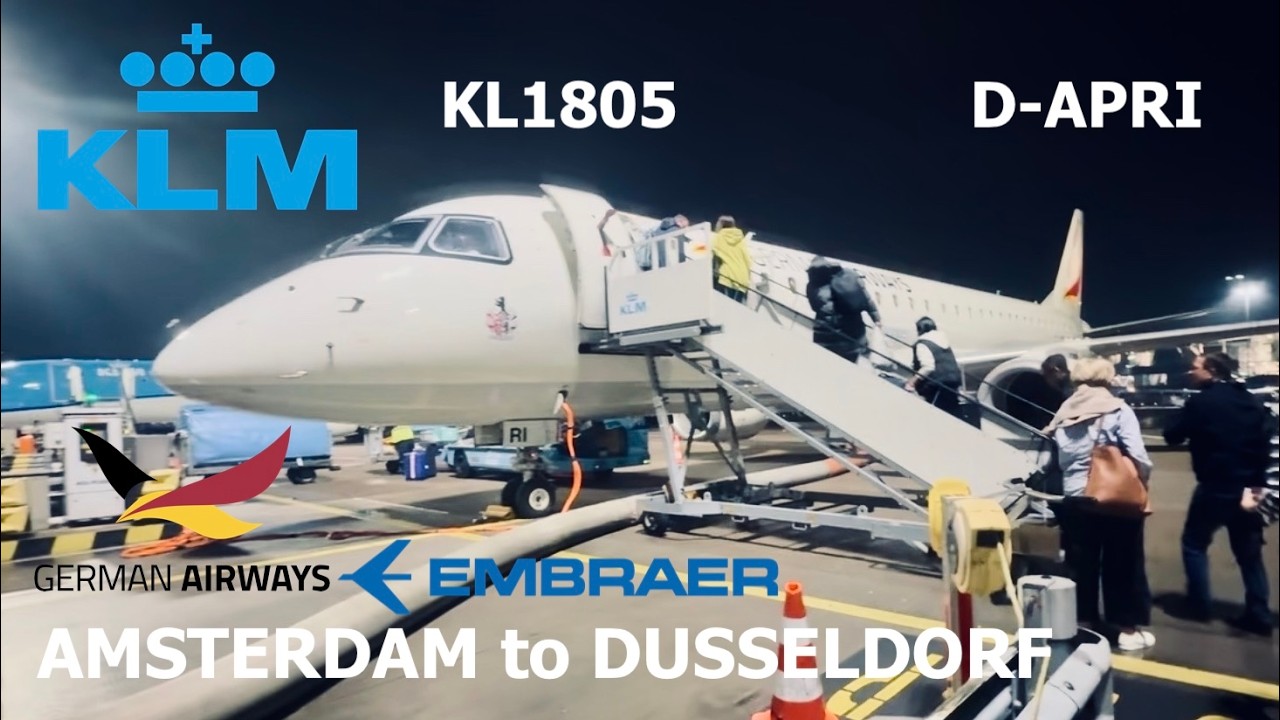 KLM 1805  by: German Airways  D-APRI Embraer E195-E2 from Amsterdam to Dusseldorf  #klm