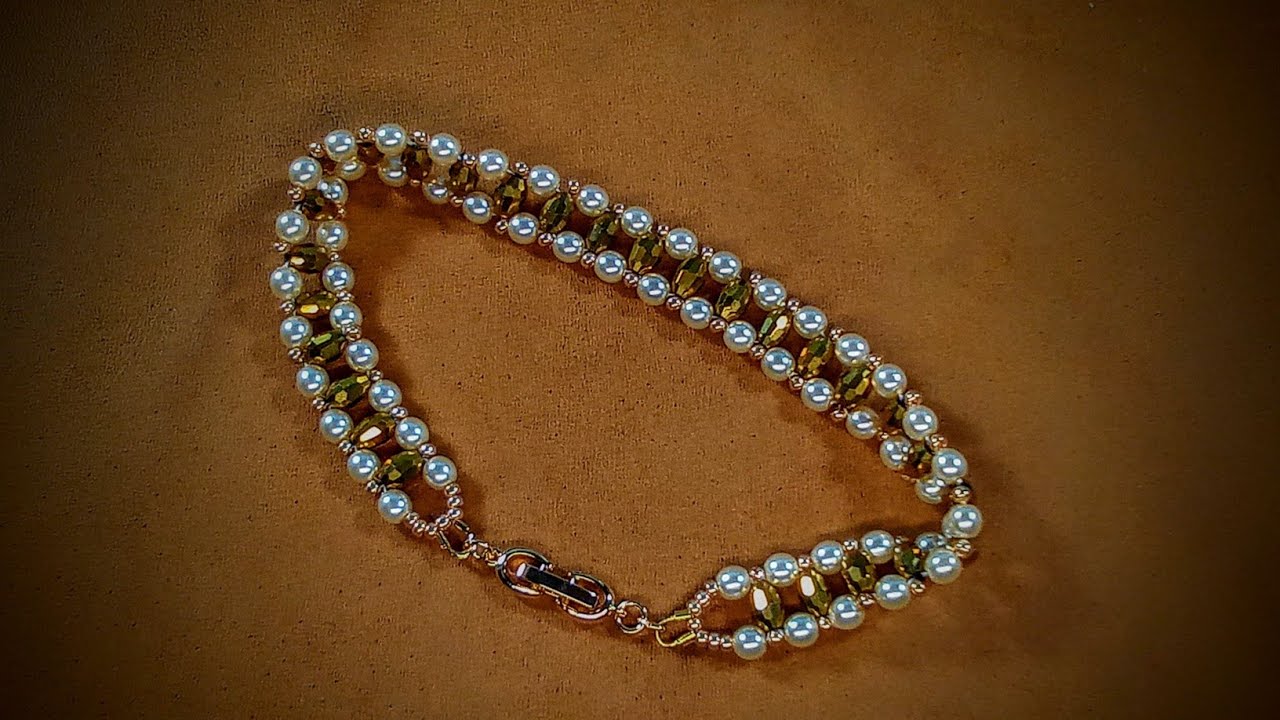 Simple Elegant RAW Bracelet Using Rice Beads and Preciosa Pearls