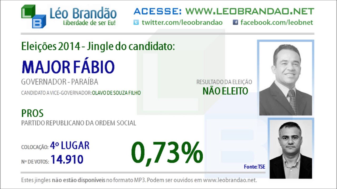 Jingles Eleições 2014 - Major Fábio - PROS - leobrandao.net
