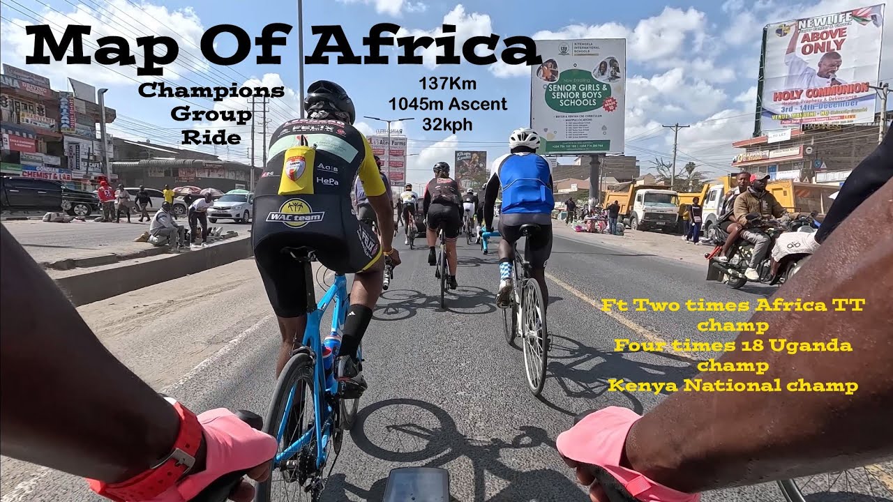 Map of Africa with African Champions| Group Ride (137Km, 1045m Ascent, 32Kph)