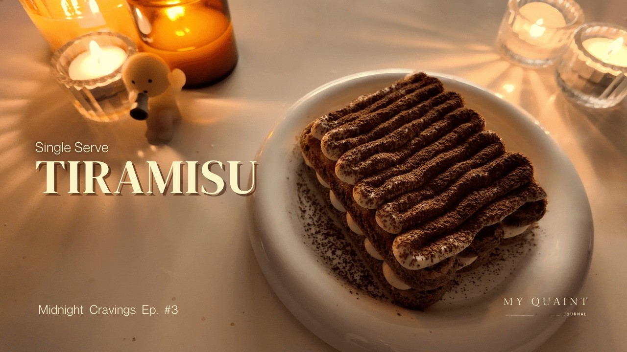 Late-night tiramisu for one ☕🍰 | creamy, dreamy, and no raw eggs ✨ | Midnight Cravings Ep.3 🌙🤍