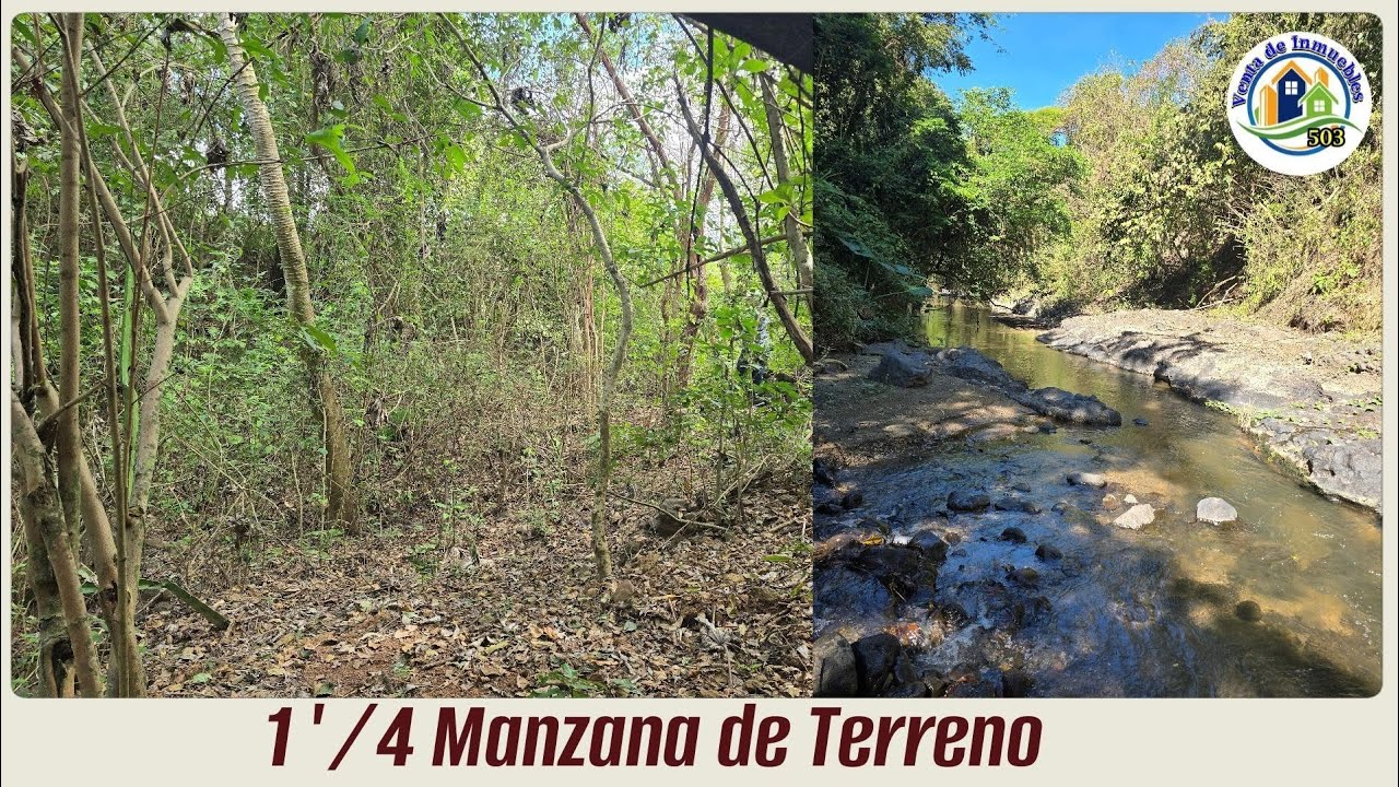 ¹¼ Manzana de terreno, a pocos minutos de la carretera, con acceso a luz eléctrica y agua potable .