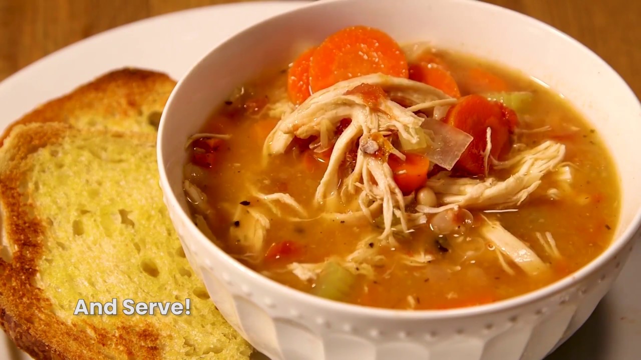 Slow Cooker Tuscan Chicken and White Bean Soup in VitaClay