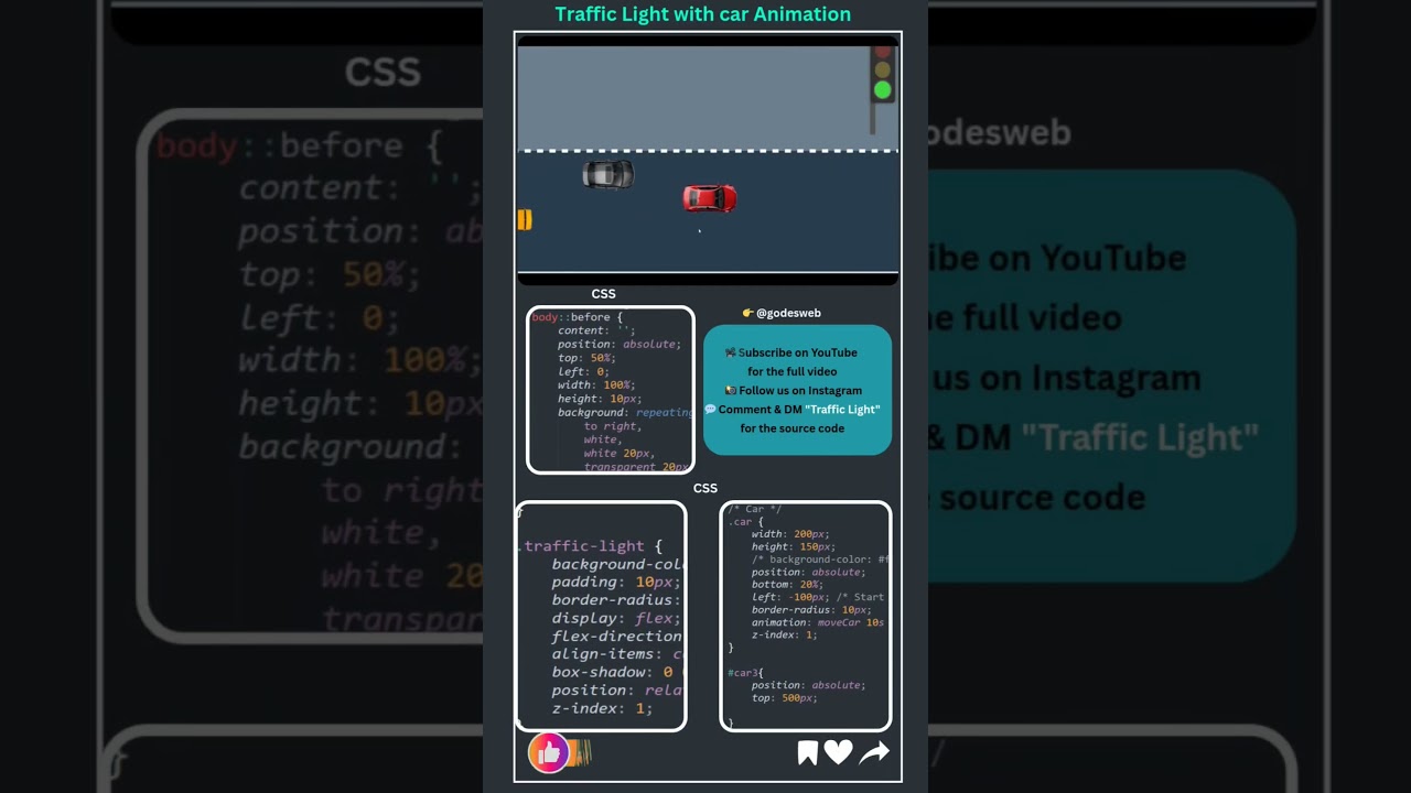 🚦 Traffic Light with Car Animation using Only HTML & CSS | CSS Animation Project 🔥