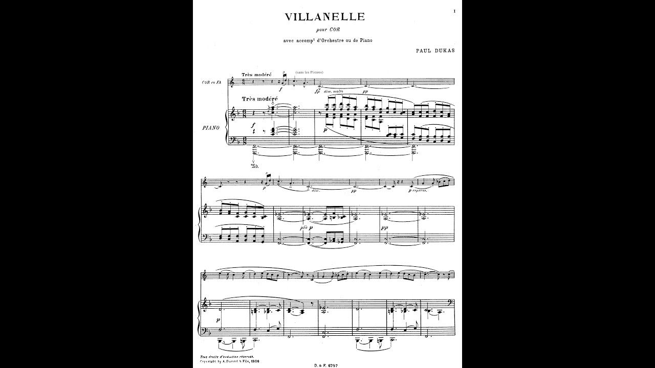Paul Dukas Villanelle Piano Accompaniment