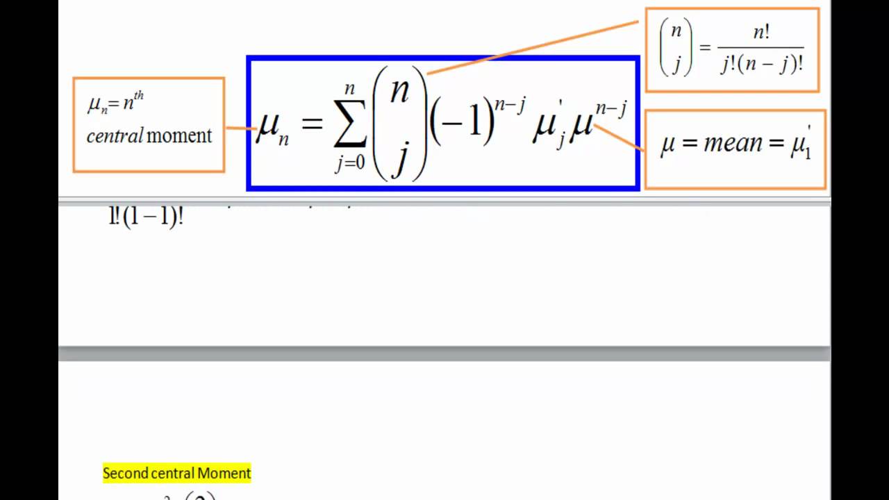 Statistics - Moments #5 (Raw to Central moment conversion)