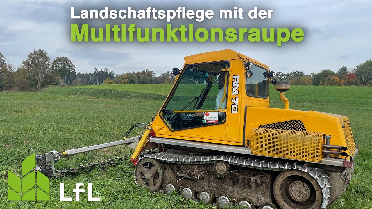Landschaftspflege im Moor mit einer Multifunktionsraupe zum Mähen mit Doppelmessermähwerk