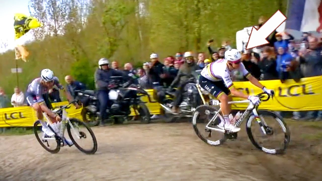 Tadej Pogacar CRASHES Attacking Mathieu van der Poel | Paris-Roubaix 2025