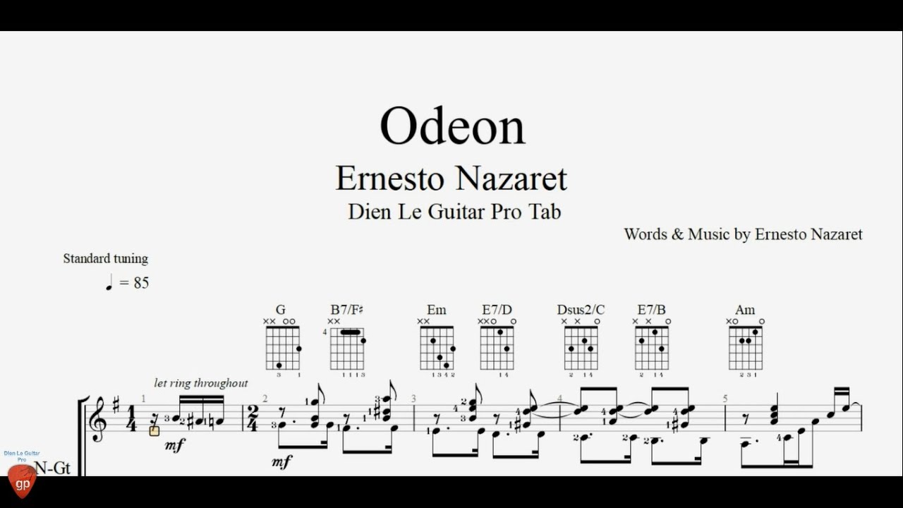 Ernesto Nazaret - Odeon - Guitar Tutorial + TAB