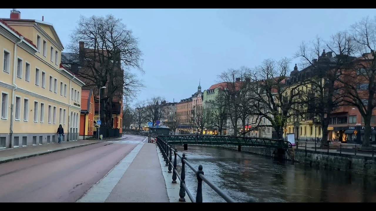 Sweden Walks: Uppsala. Fyris&aring;n walk on a grey November morning.