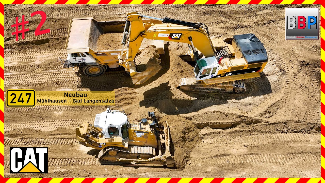 👷 CAT 390D + 773D Flotte ⚠️-  B 247 Mühlhausen, 2023. #2