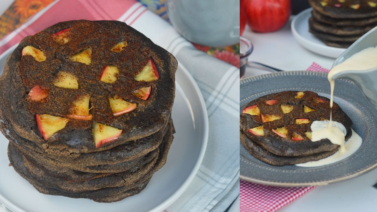 Apple Buckwheat Pancakes with Quick Rabri sauce | No Egg, No Refined Sugar | Heart Healthy Breakfast