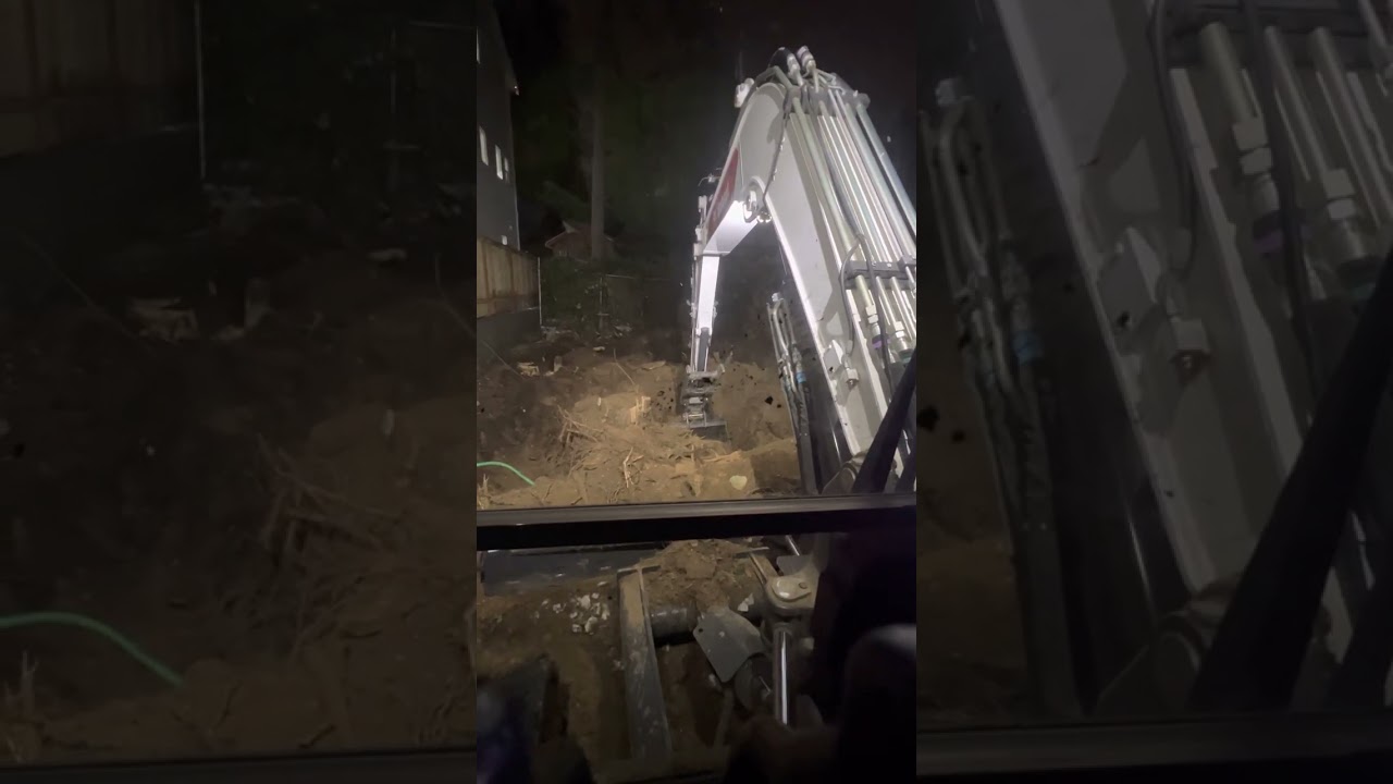Bobcat e88 r2 removing a twin stump Douglas fir.