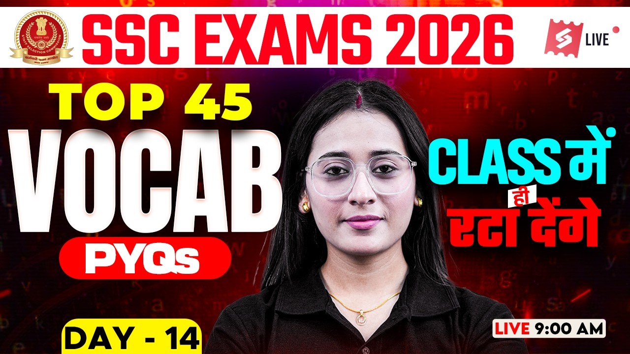 SSC Exams 2026 | Top 45 Vocab PYQs for Competitive Exams | Vocabulary PYQ SSC | by Ananya Mam