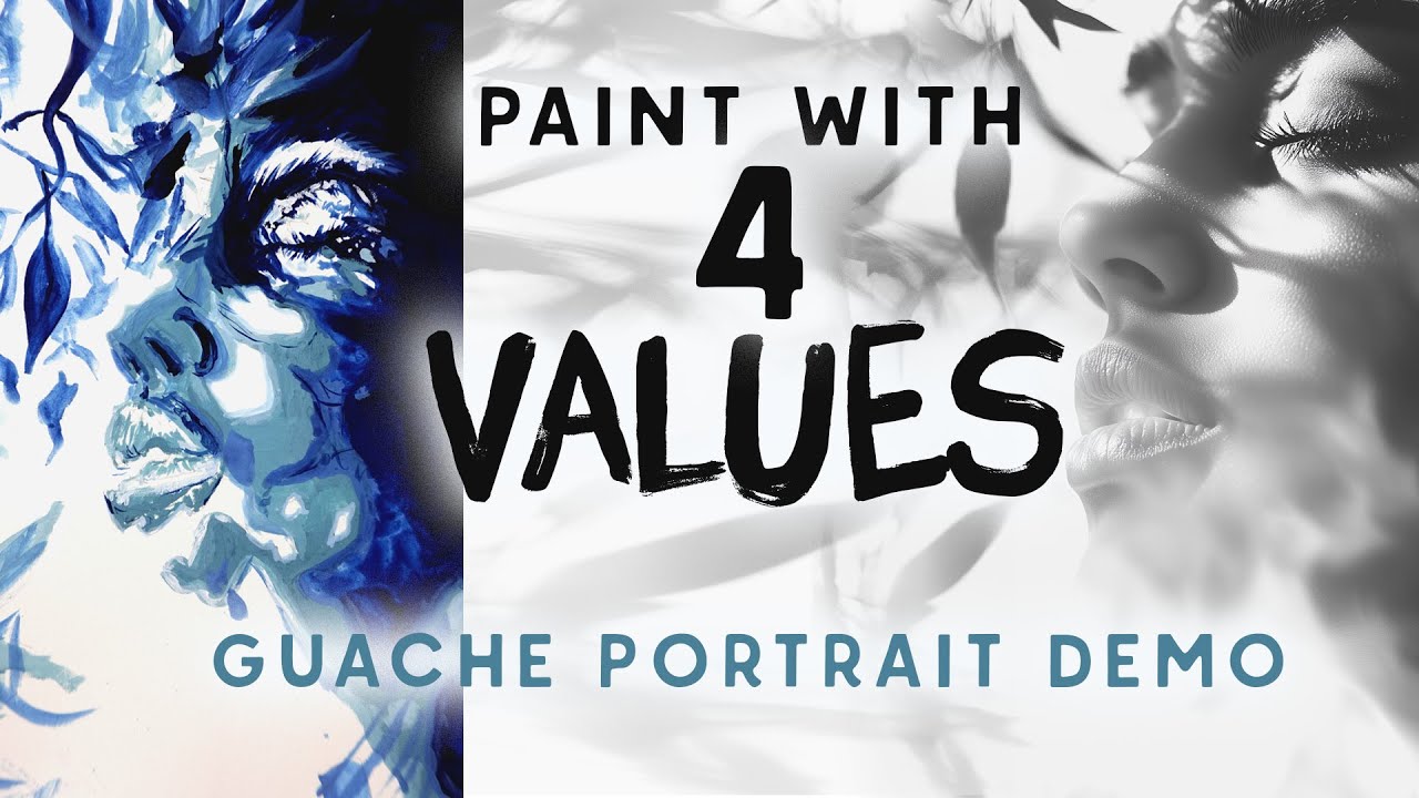 Gouache Portrait Using 4 Values – Full Process