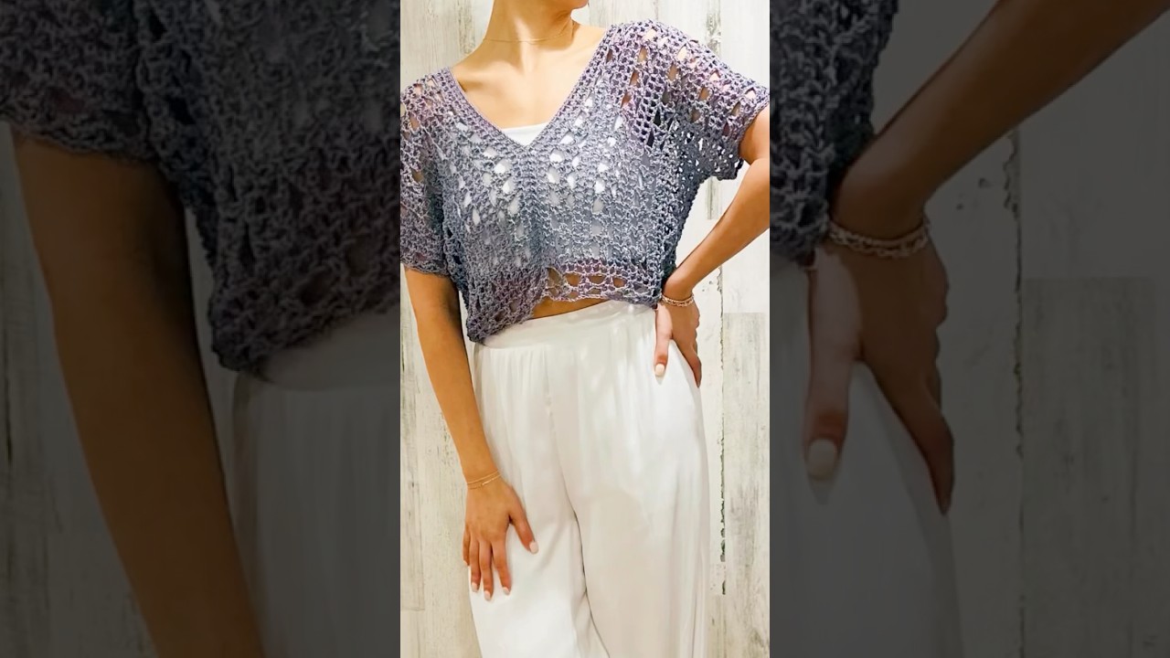 🩶 TUTORIAL - TOP CALADO A CROCGET -  DOS RECTANGULOS  #crochet #fashion #trending #moda
