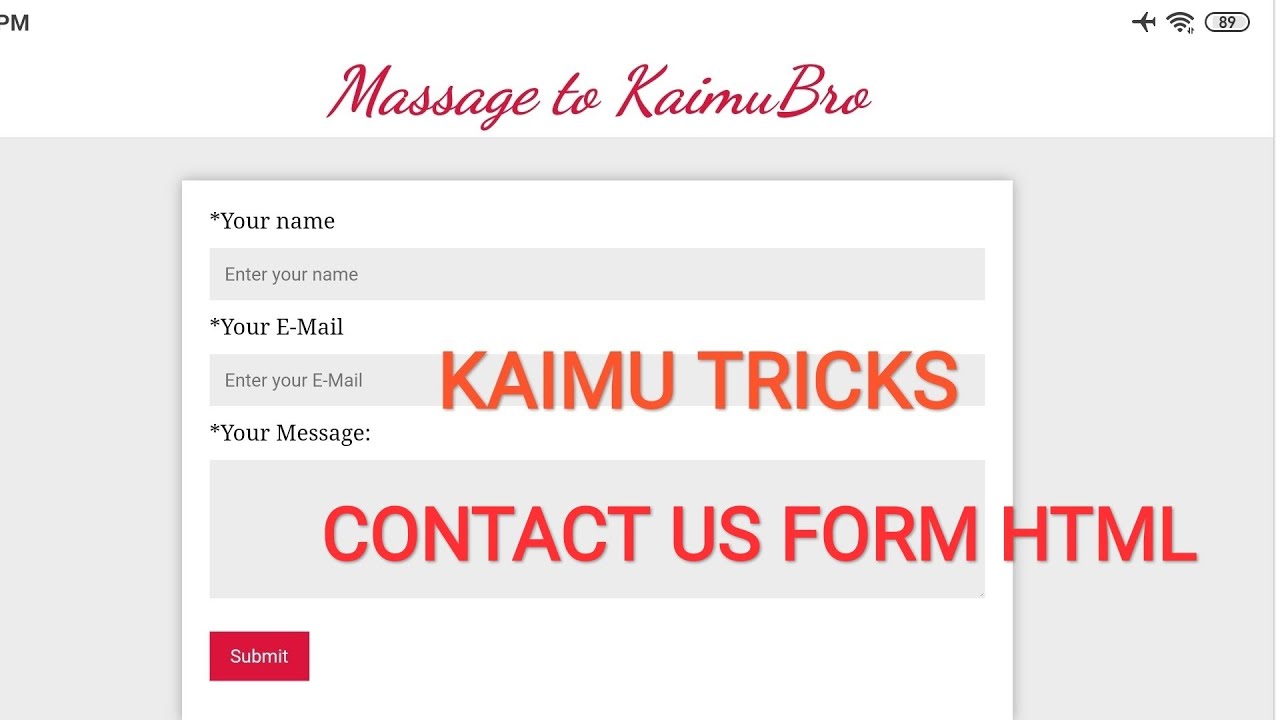 [ FREE CODE #EP3 ]~ HTML Contact Us fom  || Kaimu Tricks ||
