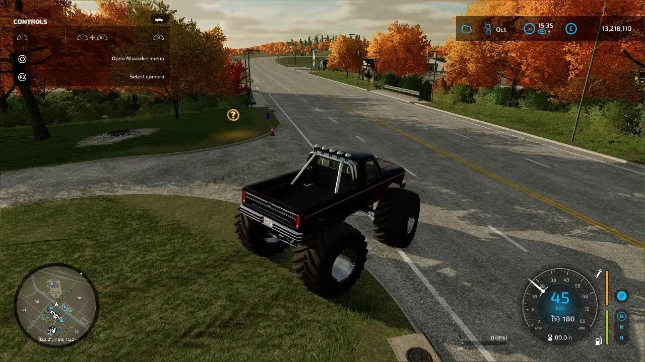 Racing monster truck around